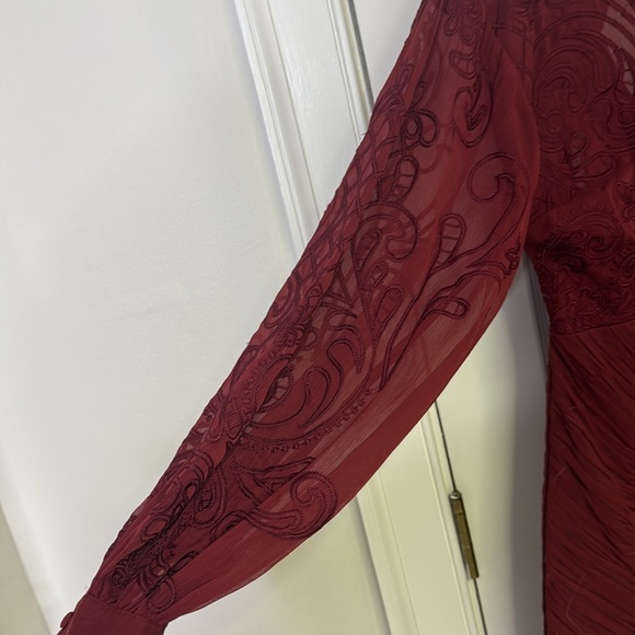 NWOT Anthropologie Wine Dress with Long Bishop Sleeves - Picture 8 of 14